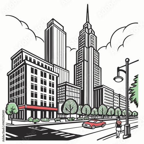 The vector illustration of urbanization
