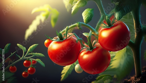 tomato plant with ripe red fruit lycopene content vegetable garden lycopene content