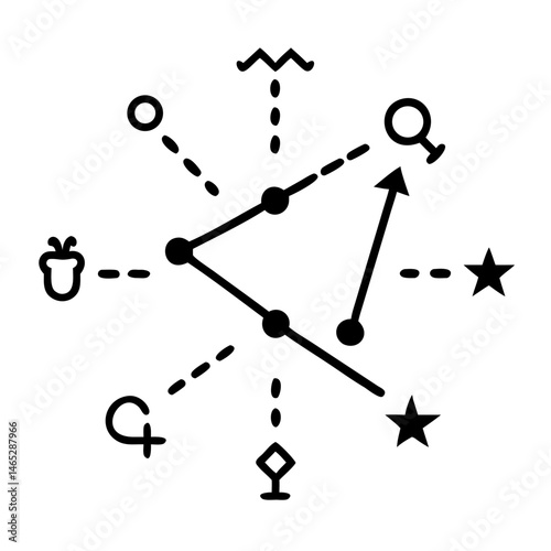 Astrology chart constellation zodiac signs symbols connection stars celestial divination mystic art design