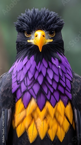 Majestic Purple and Gold Eagle Bird Portrait