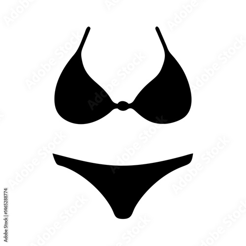 Black bikini swimwear summer beach fashion swimsuit vacation holiday apparel clothing icon vector art
