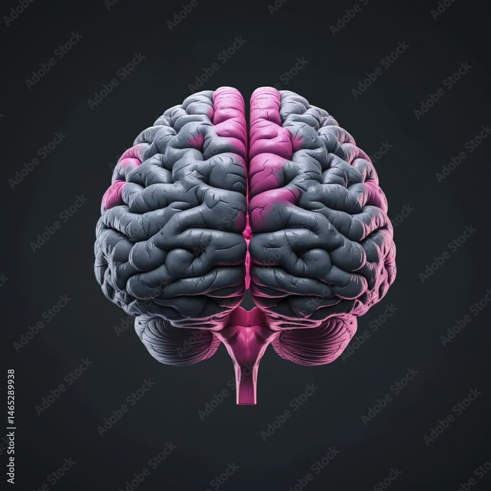 Realistic Gray Pink Brain Pulsating, Detailed Texture, Black Seamless, 4K Video Loop Realistic Gray Pink Brain Pulsating, Detailed Texture, Black Seamless, 4K Video Loop
