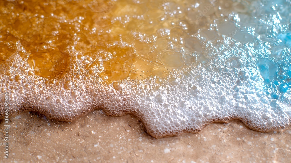 Obraz premium Foamy Ocean Water Washing Ashore on Sandy Beach