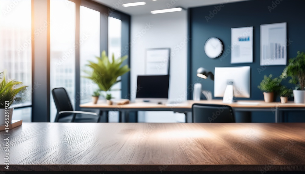 Fototapeta premium beautiful inconspicuous office interior room blurry workspace with unfocused effect