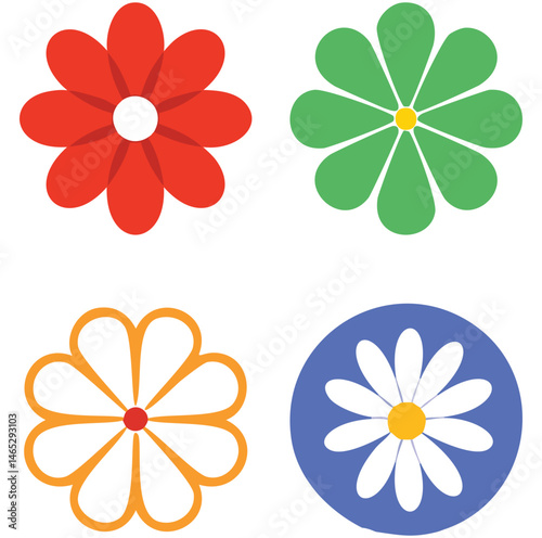 set of four vector flowers