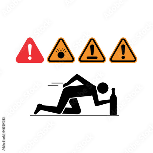 Drunk Driving Warning: A stark graphic illustration depicting the dangers of intoxicated driving, a cautionary tale for road safety. 
