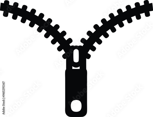 zipper black silhouette vector illustration, zipper  icon, zipper isolated, zipper symbol