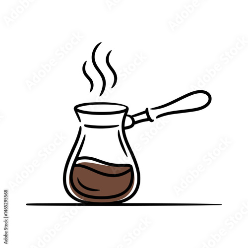 Aromatic Brew: A minimalist illustration of a traditional coffee pot, capturing the essence of a freshly brewed cup and the joy of a perfect morning.
