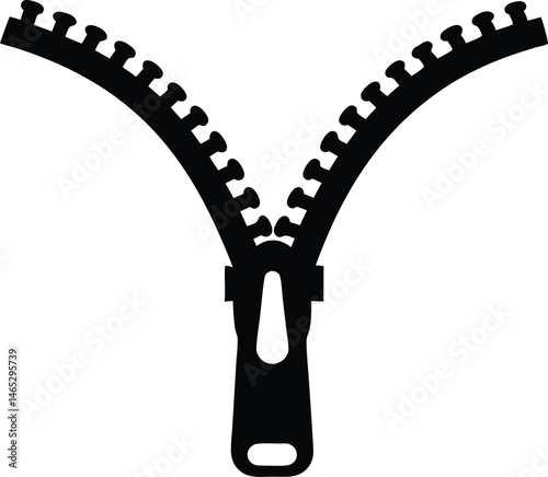 zipper black silhouette vector illustration, zipper  icon, zipper isolated, zipper symbol