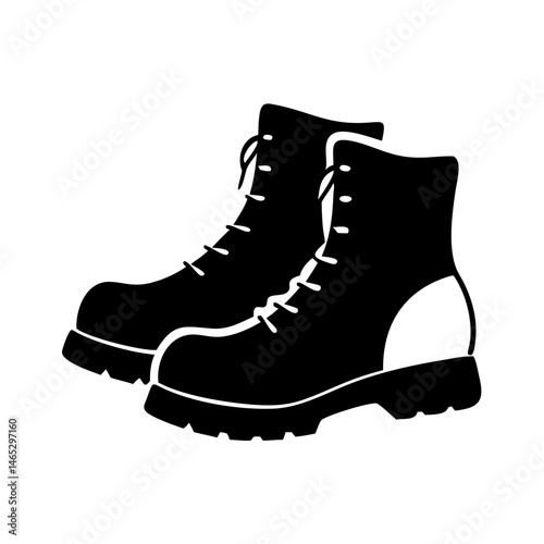 Illustration of black boots footwear lace up shoes hiking boots work boots outdoor boots fashion boots