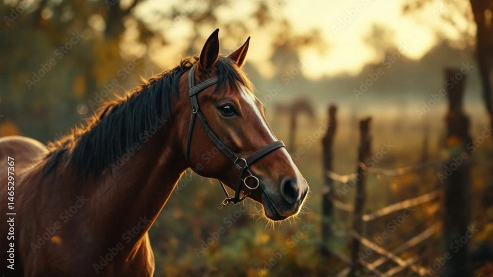 Obraz premium Brown horse on a ranch