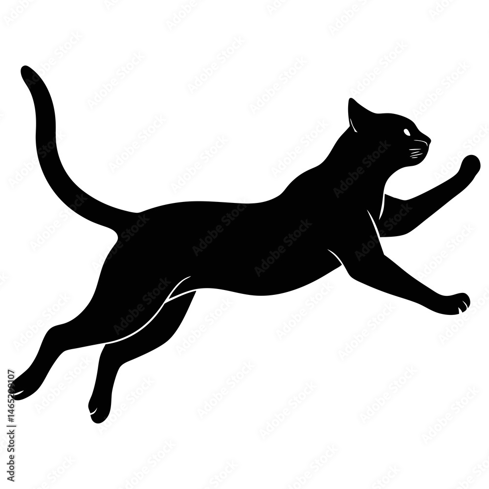 Elegant Black Cat Silhouette Leaping Through the Air Confidently Elegant Black Cat Silhouette Leaping Through the Air Confidently