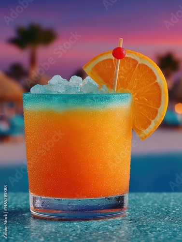 Vibrant Mai Tai Cocktail with Colorful Garnish in Highball Glass