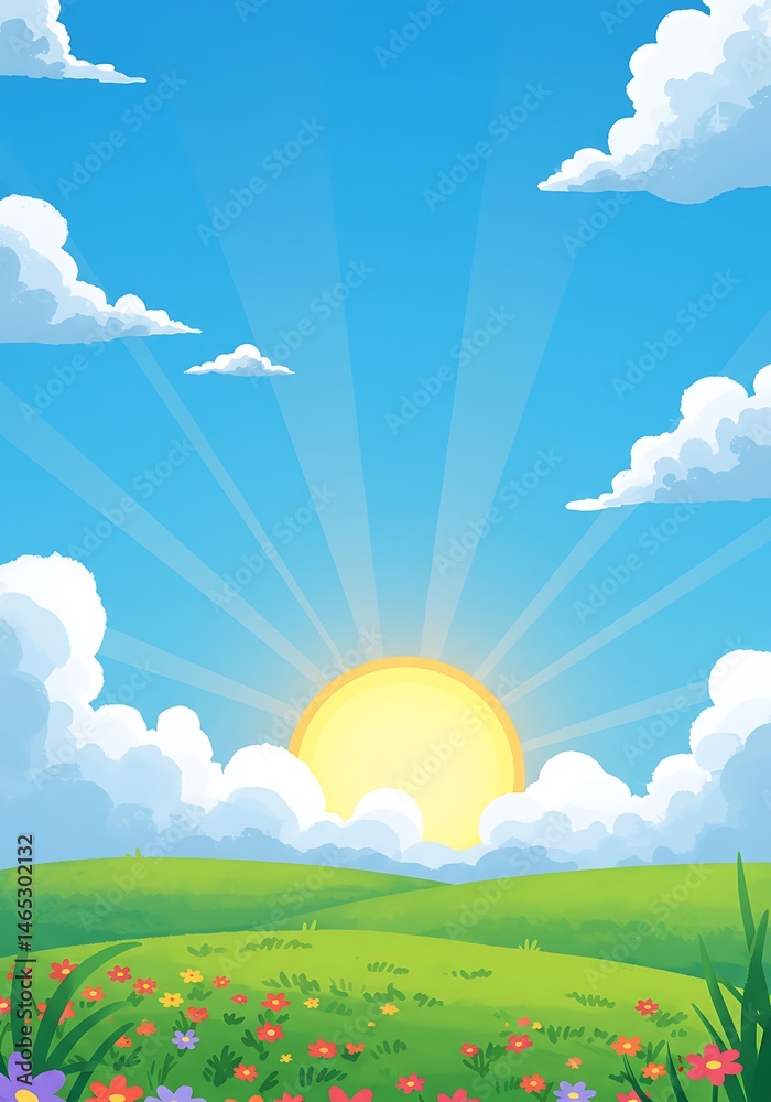 Fototapeta premium Sunlit Meadow's Embrace