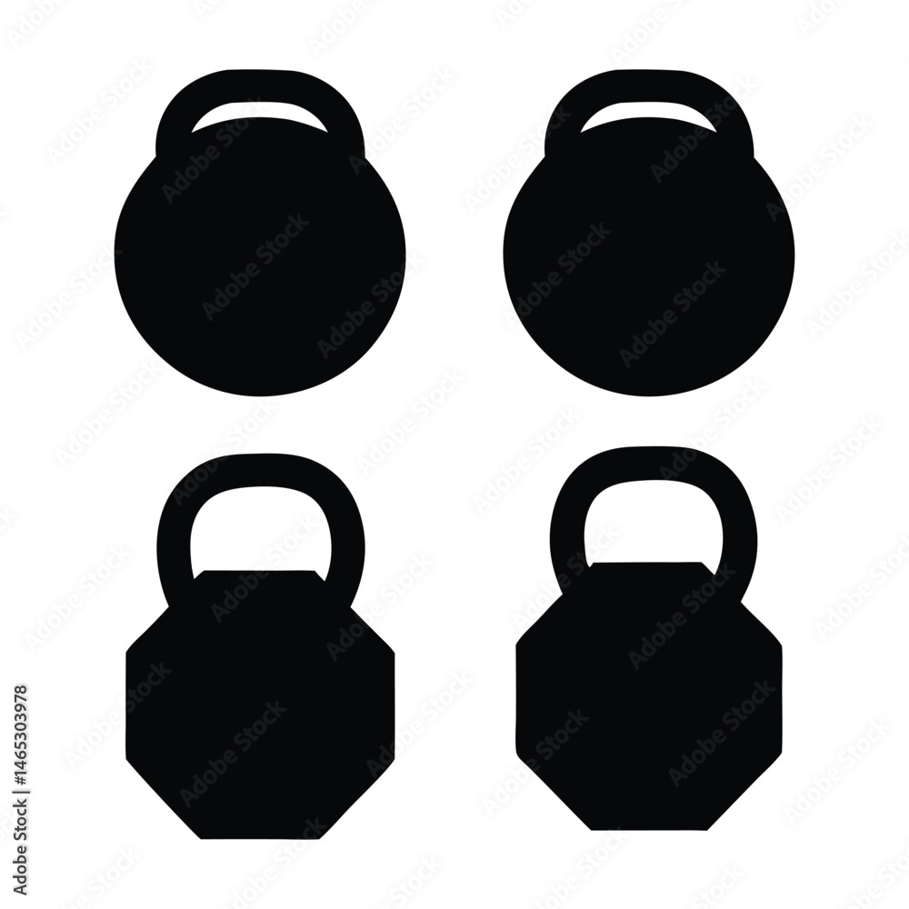 Fototapeta premium Geometric Kettlebell Silhouette Vector Minimalist Black and White Gym Elements for Fitness and Workout Design