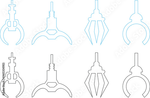 Grip icon set isolated on transparent background. grip vector icon from gym and fitness for web, mobile apps and ui. Grabber icons simple vector. Crane claw game. Machine robotic Eps 10