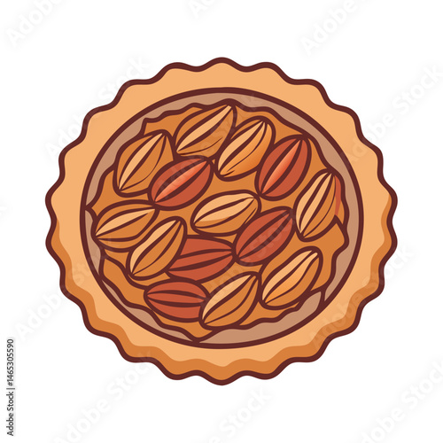 Delicious pecan pie dessert baked pastry sweet tart homemade autumn thanksgiving treat vector