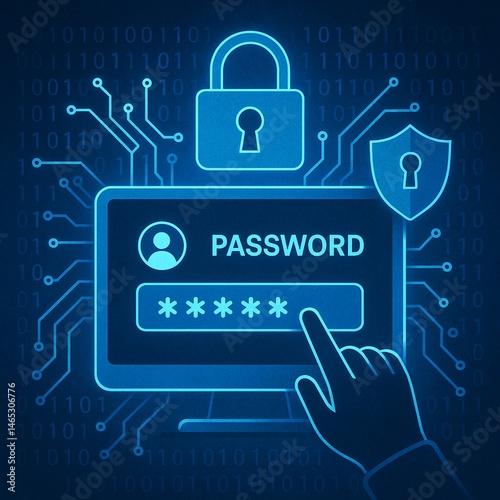 Cyber security concept, User enters password to login to privacy and protect personal data, Secure technology