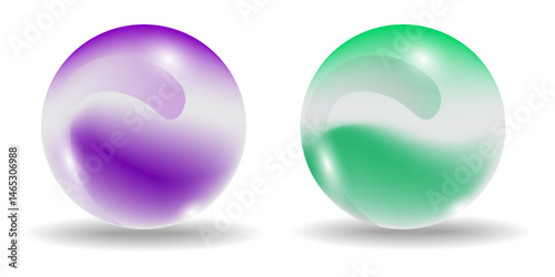 Set of colored spheres, shiny and glossy 3D colorful glass balls collection, multicolored vector 3D