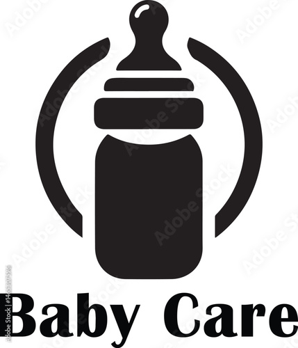 Baby Care Logo with Bottle and Circle Design