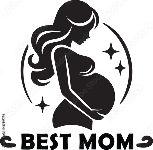 Pregnant Woman Silhouette Best Mom Design