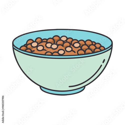 Illustration of a bowl of cereal breakfast food meal grains healthy eating nutrition diet morning