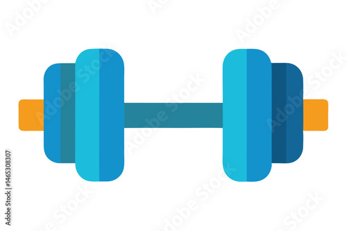 Illustration of a simple and minimalist blue and orange dumbbell object