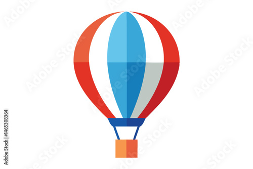 A colorful minimalist illustration of a hot air balloon in the sky