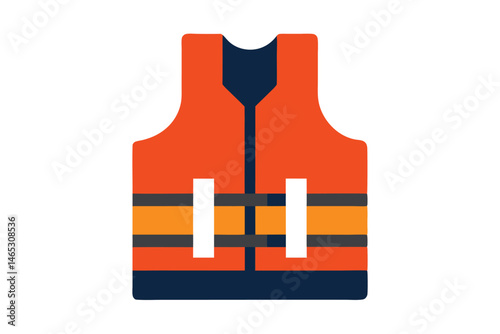 Simple vector illustration of a life vest, safety equipment, and personal flotation device
