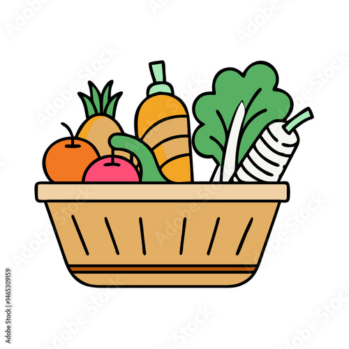 Fresh fruits vegetables basket healthy food diet nutrition organic harvest vegan vegetarian vitamins