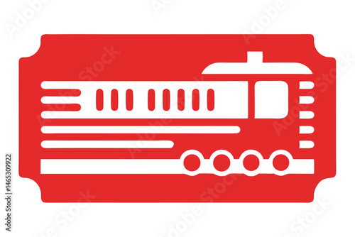 Classic Vintage Red and White Train Ticket Symbol for Travel and Transport