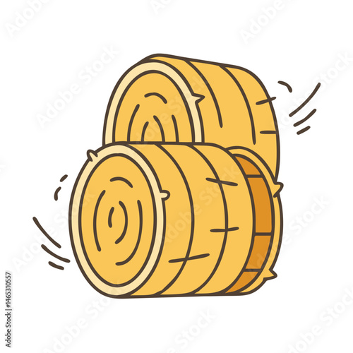 Illustration of hay bales haystacks hay rolls haying agriculture farming harvest rural scene