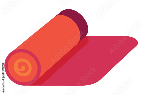 A rolled yoga mat in orange and red perfect for exercising