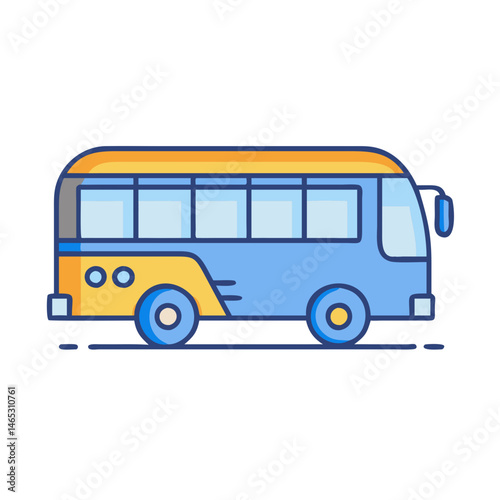 Illustration of blue bus transportation vehicle public transport coach travel autobus ride, vector