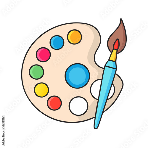 Illustration of art palette with paint brush for painting creative artwork and design project
