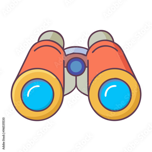 Binoculars vector illustration, optical instrument for distance viewing, travel and exploration tool