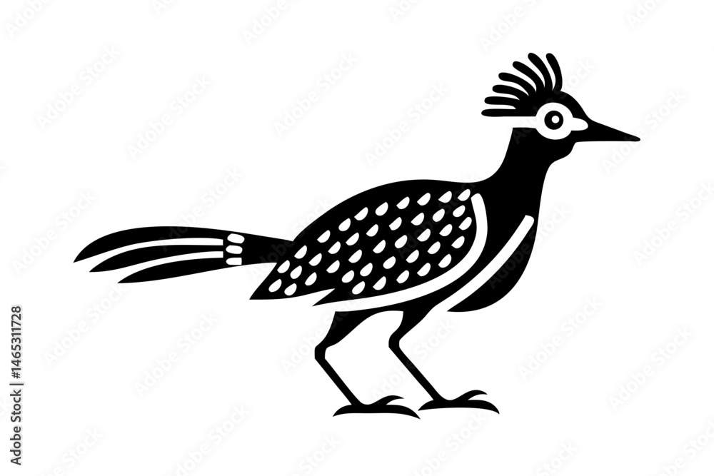 Roadrunner bird silhouette in profile with distinct patterns vector illustration Roadrunner bird silhouette in profile with distinct patterns vector illustration