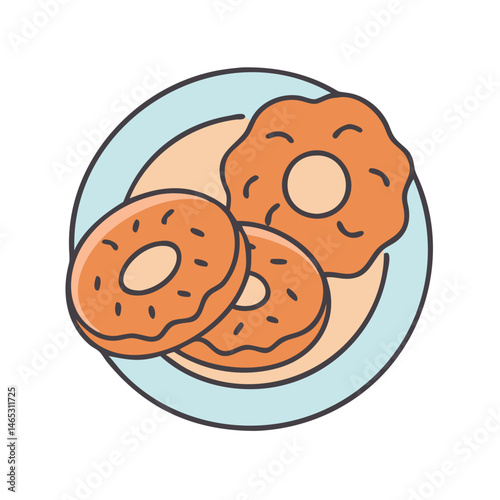 Delicious donuts on plate sweet treats baked goods confectionery pastry shop bakery cafe dessert food