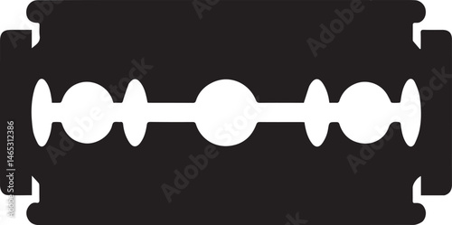 Razor Blade Shape in Black Vector | Clean Cutting Tool Illustration Without Silhouette Style
