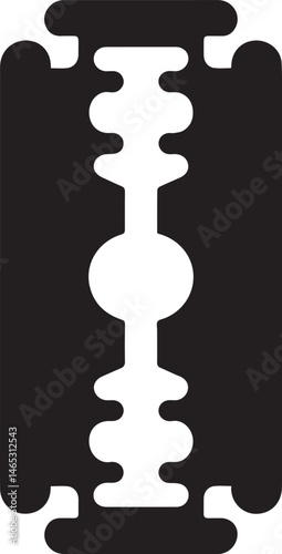 Razor Blade Shape in Black Vector | Clean Cutting Tool Illustration Without Silhouette Style