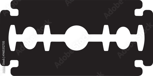 Razor Blade Shape in Black Vector | Clean Cutting Tool Illustration Without Silhouette Style