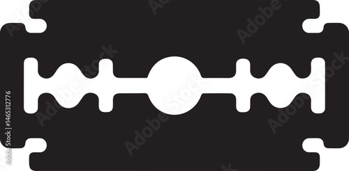 Razor Blade Shape in Black Vector | Clean Cutting Tool Illustration Without Silhouette Style