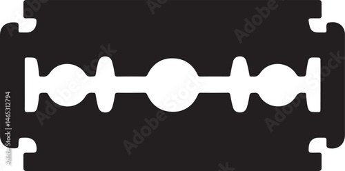 Razor Blade Shape in Black Vector | Clean Cutting Tool Illustration Without Silhouette Style