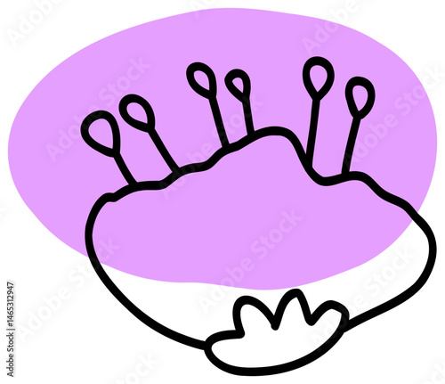 The sticker features a purple and white flower with thick black outlines and overlapping petals, giving it a playful and bold look.