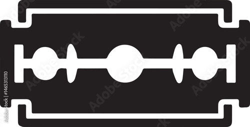 Razor Blade Shape in Black Vector | Clean Cutting Tool Illustration Without Silhouette Style