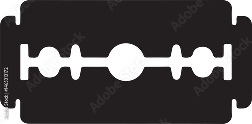 Razor Blade Shape in Black Vector | Clean Cutting Tool Illustration Without Silhouette Style