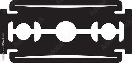 Razor Blade Shape in Black Vector | Clean Cutting Tool Illustration Without Silhouette Style