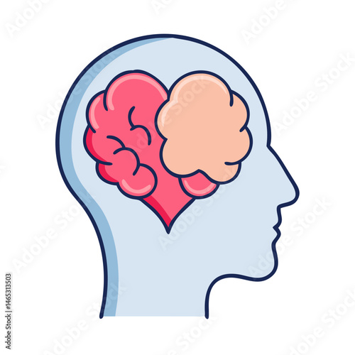 Illustration of brain health, mental health, mind, memory, psychology, and cognitive function concept