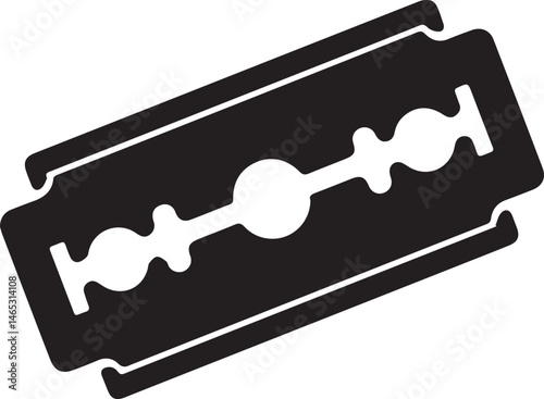 Razor Blade Shape in Black Vector | Clean Cutting Tool Illustration Without Silhouette Style