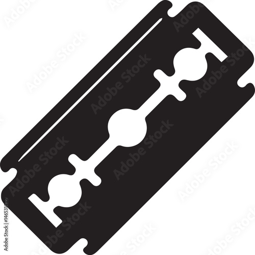 Razor Blade Shape in Black Vector | Clean Cutting Tool Illustration Without Silhouette Style